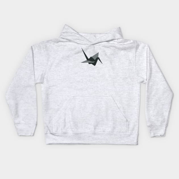 Origami Crane - Black Kids Hoodie by A2M